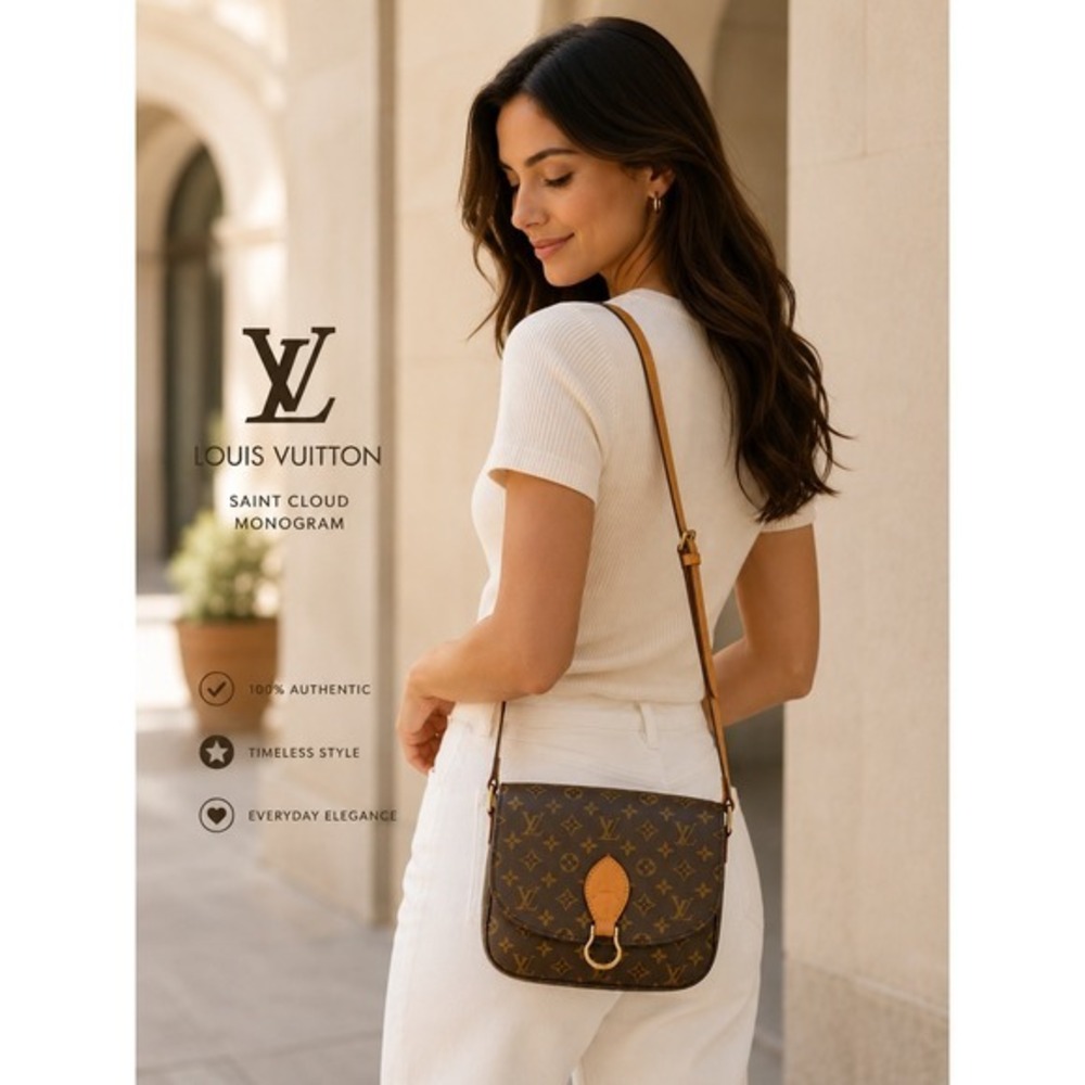 Louis Vuitton Saint Cloud GM Monogram Crossbody  Bag Gold Hardware
